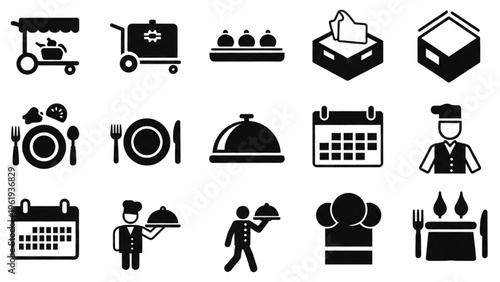 Vector icon sheet of restaurant and food service symbols