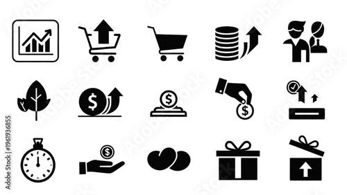 Vector Icon Sheet of E-commerce and Finance Symbols