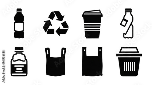 Vector Icon Sheet of Recycling Symbols and Eco-Friendly Items