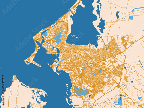 Bild auf Leinwand Road network map of Cartagena, Colombia