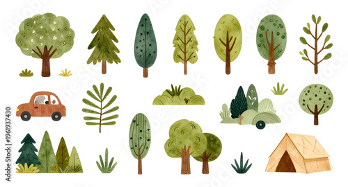 tree, trees, cartoon, cute, nature, plant, forest, garden, foliage, leaf, leaves, green, branch, trunk, wood, landscape, park, outdoor, environment, ecology, eco, organic, growth, spring, summer, flor