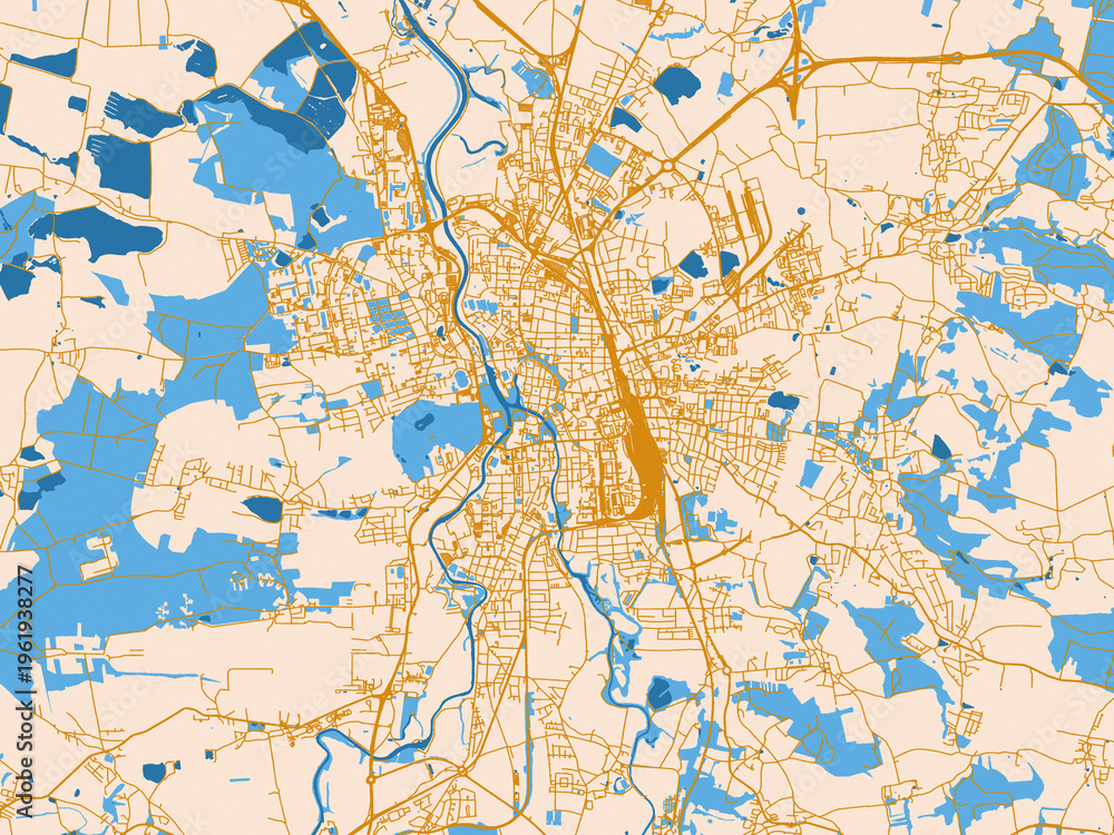 Fototapeta premium Ceske Budejovice - Budweis street network map — Czechia