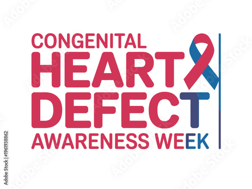 Congenital Heart Defect Awareness Week logo with red and blue ribbon on white background