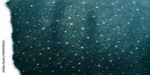 Blue snowflakes and shiny stars create a cold winter pattern as water drops from falling rain mix with ice on the window during a snowy Christmas holiday season