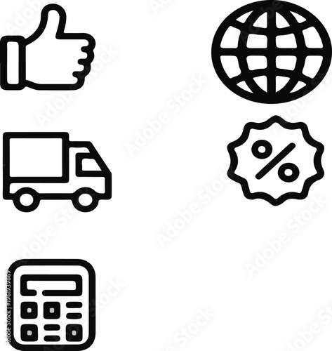 Business and finance shopping icons set with cart, bag, money, and e commerce symbols for web and market design