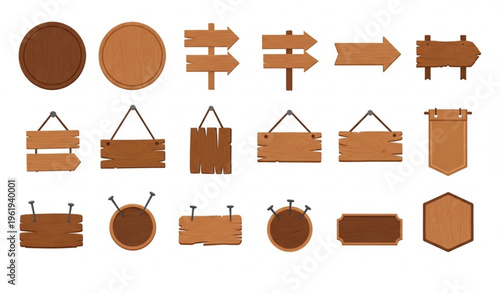 Rustic wood sign vector bundle with wooden boards arrow signs and blank templates