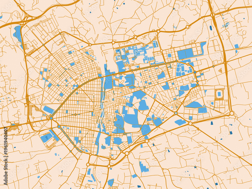 Naklejka premium Urban cartographic illustration — Elche, Spain