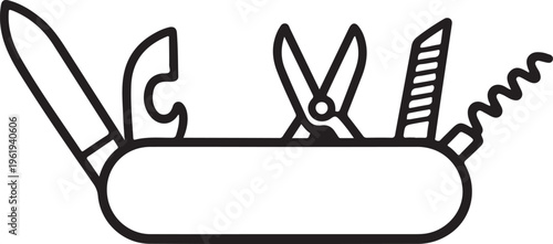 Minimalist Swiss Army Knife Icon – Modern Vector Silhouette Design