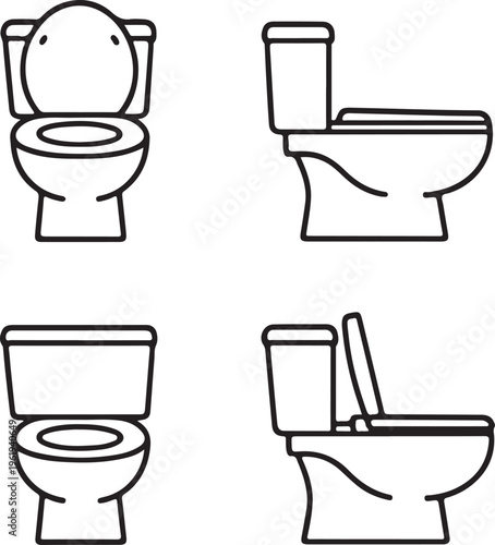 Minimalist Toilet Icons – Modern Vector Outline Silhouette Set
