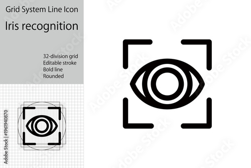 Iris recognition icon, security using iris recognition