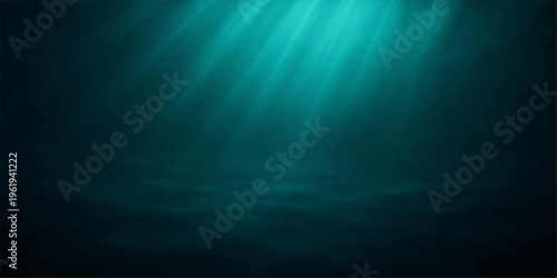 A deep blue ocean wave pattern with bright sun light rays in motion creates a dark underwater sea texture and nature animation backdrop