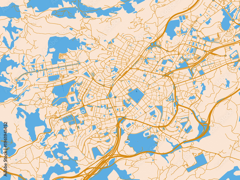Fototapeta premium Urban grid map of Oviedo, Spain