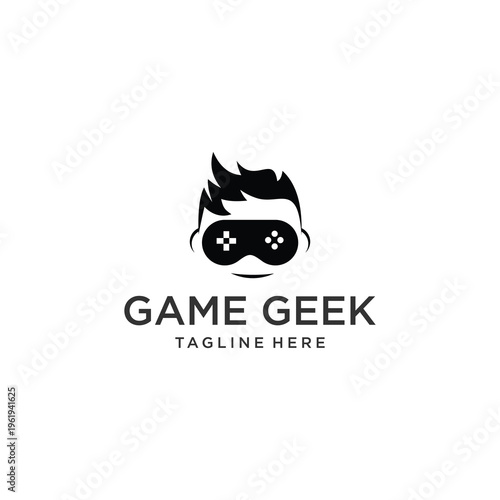 Game Geek Logo Design - Gamer Icon with Controller Headset