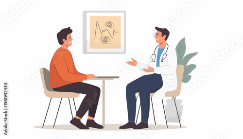 Doctor consultation and medical examination with a patient in a clinic setting, illustrating healthcare services and patient care