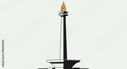 Monas Monument Silhouette - Jakartas Iconic Landmark in Striking Detail.