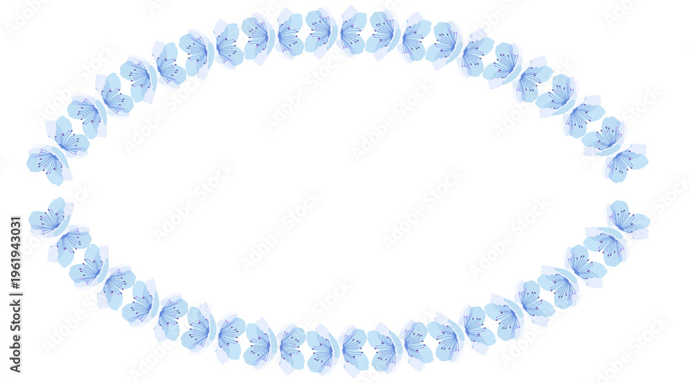 Fototapeta premium A circle made of blue and white flowers.