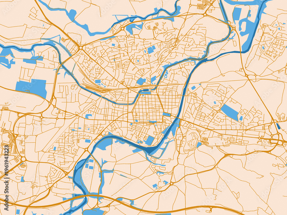 Fototapeta premium Urban grid map — Carcassonne, France
