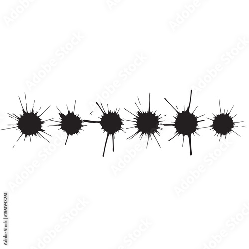 Black ink splatter vector graphic illustration with five blotches