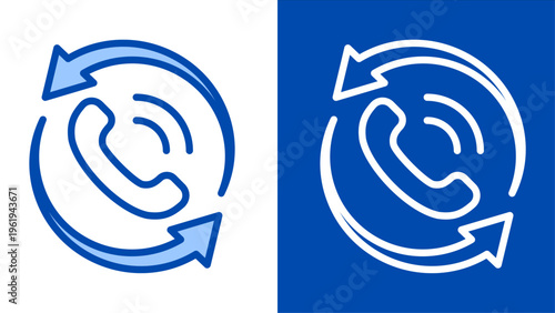 Call Back Service Icon Set with Telephone and Refresh Arrows