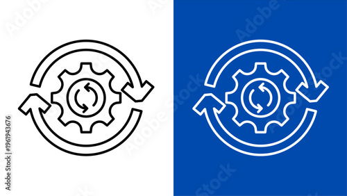Process Optimization and Continuous Improvement Gear Icon Set