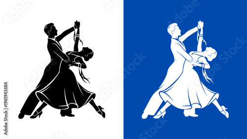 Ballroom Dancing Couple Silhouette Vector Illustration