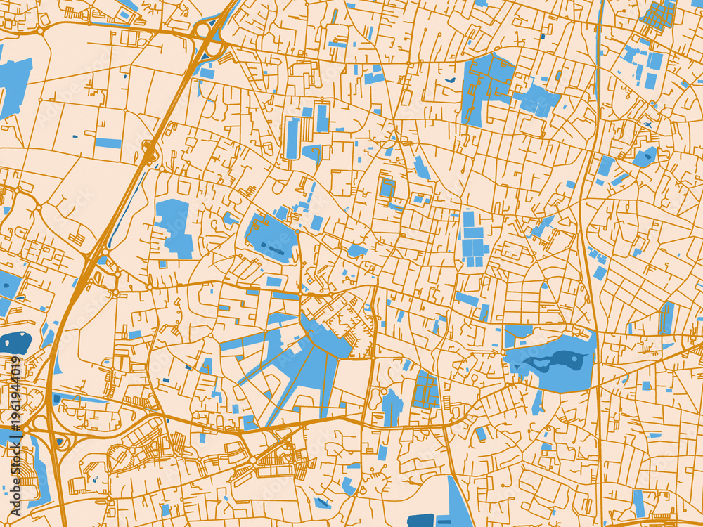 Fototapeta premium Street network map of Merignac, France