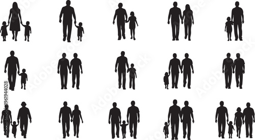 Silhouettes of diverse family units and relationships