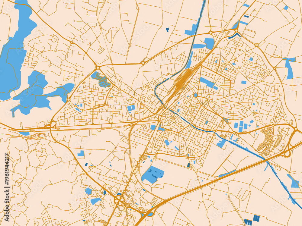 Obraz premium Narbonne street grid map, France