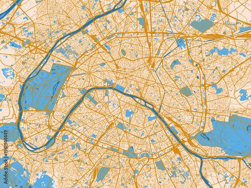 Bild auf Leinwand Urban grid map — Paris, France