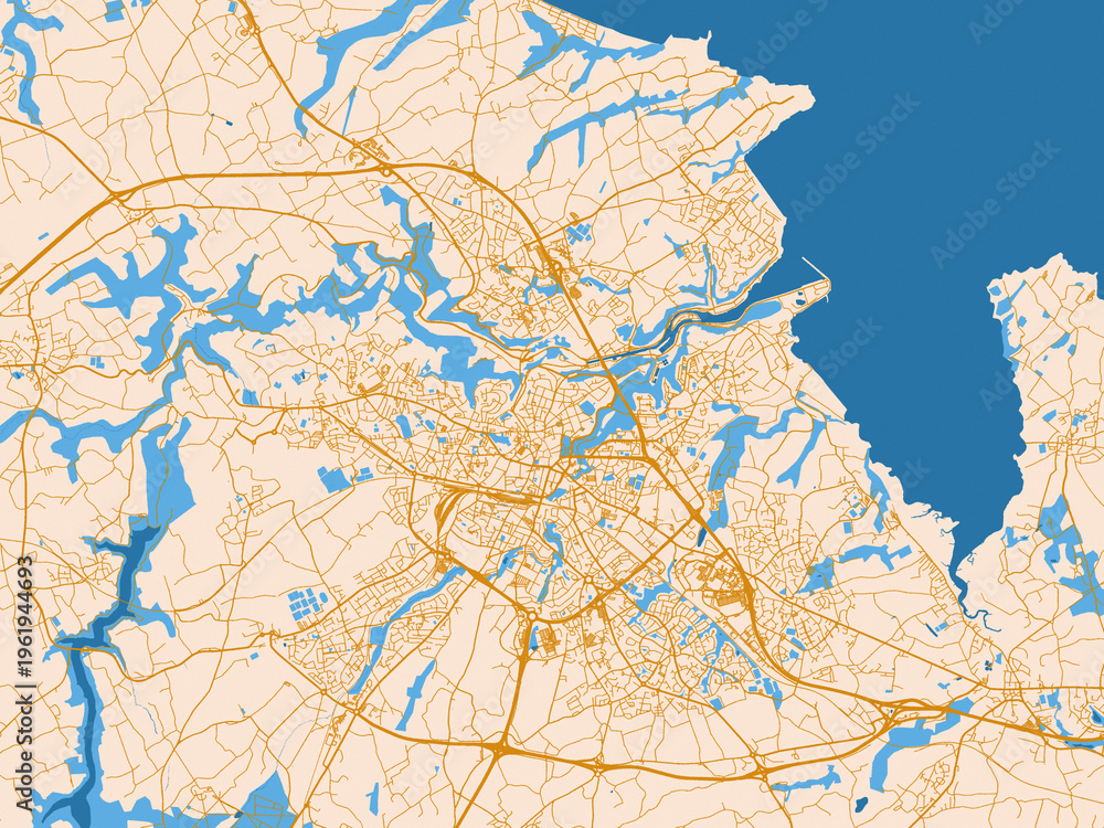 Fototapeta premium Saint-Brieuc, France – urban map