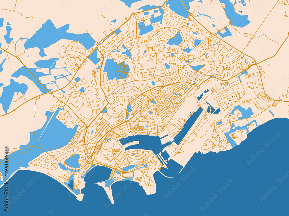 Fototapeta premium Barry street grid map, United Kingdom