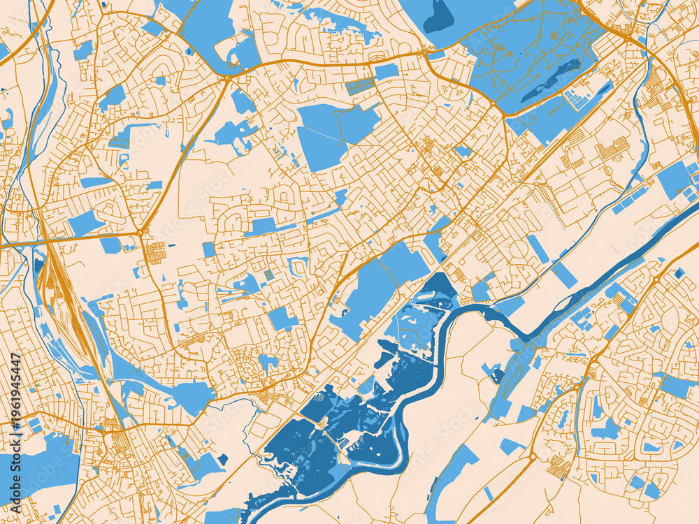 Obraz premium Graphic city map artwork of Beeston, United Kingdom