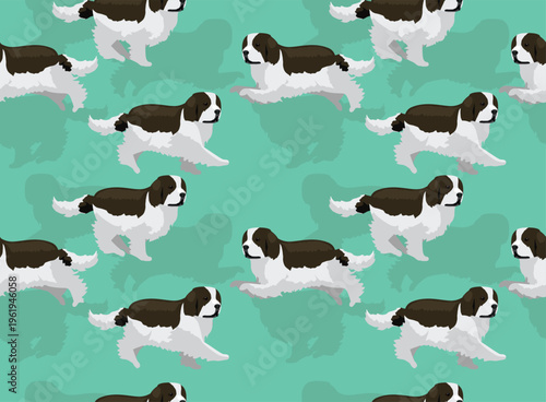 Saint Bernard Dog Running Seamless Background Wallpaper Pattern