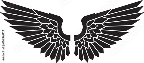 Black and White Angel Wings Graphic Design Element
