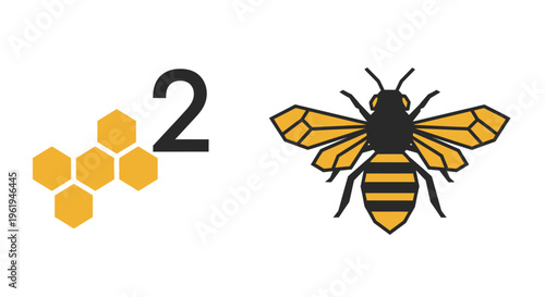 Honey bee nature and pollination concept icon representing agriculture ecosystem biodiversity environmental sustainability and natural production processes in modern eco friendly design