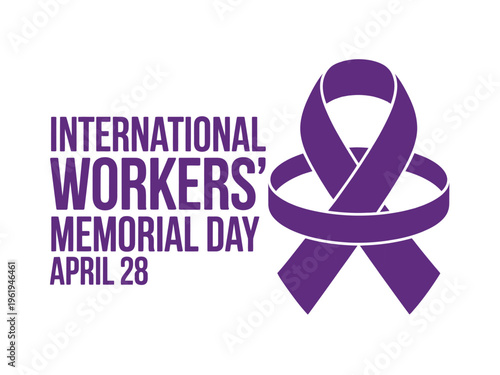 International Workers' Memorial Day awareness graphic with purple ribbon