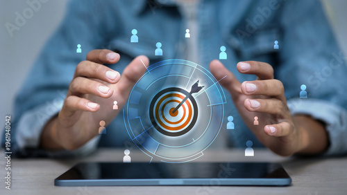 Target Audience Marketing Concept with Business Strategy Goal and Customer Segmentation Digital Interface