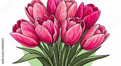 Vibrant pink tulips in full bloom.