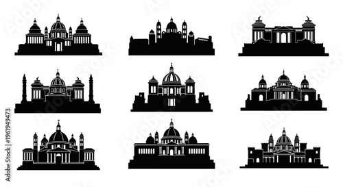 Collection of Silhouette Buildings: Landmarks, Architecture Styles, City Skylines