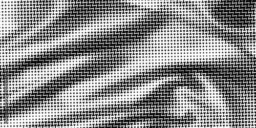 Fading triangle halftone texture gradient pattern. Abstract diagonal geometric background. Tech mosaic triangular halfton gradation. Vector vanishing corner arrow wallpaper for banner, booklet, poster