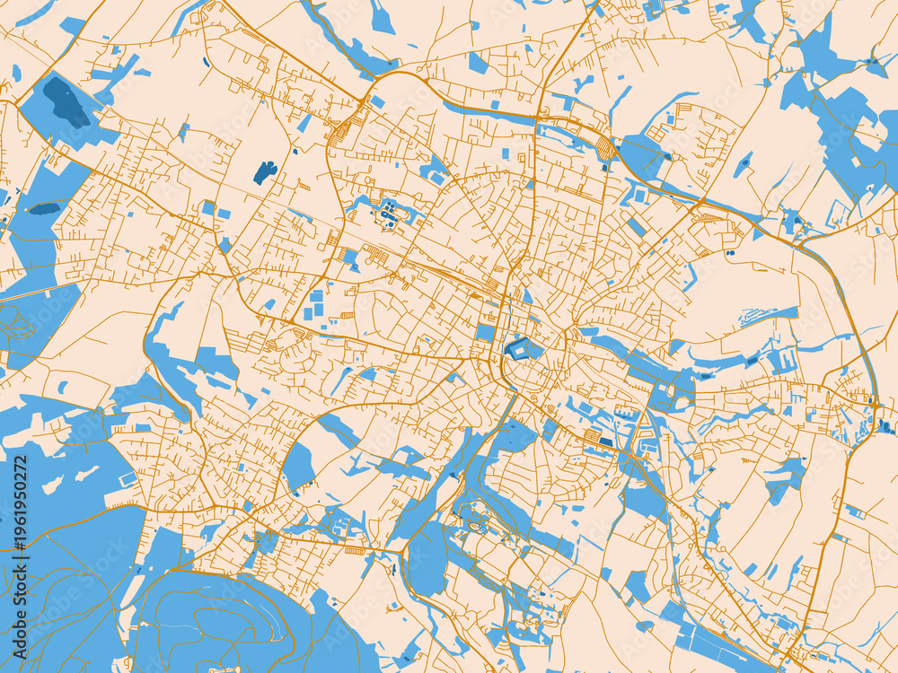 Obraz premium Simplified city layout of Detmold, Germany