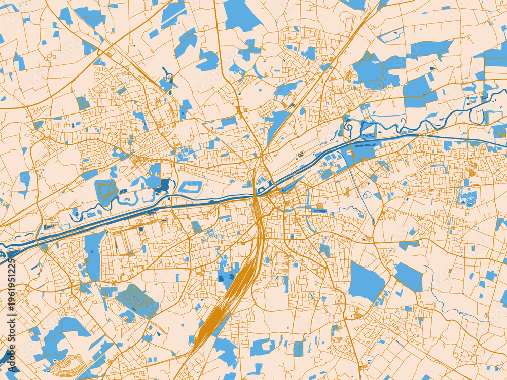 Obraz premium City cartography of Hamm, Germany