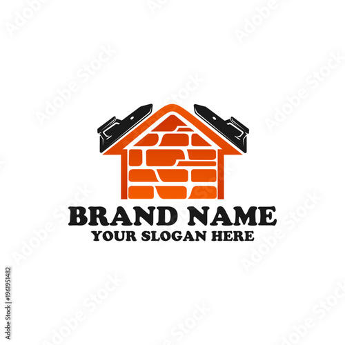 Bricklaying services logo design icon element. Vector illustration.