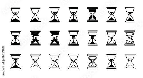 Hourglass Collection: Time Passing, Sand Timer Icons, Chronometer Symbols