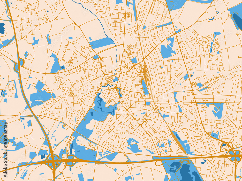 Naklejka premium Moers street grid map, Germany