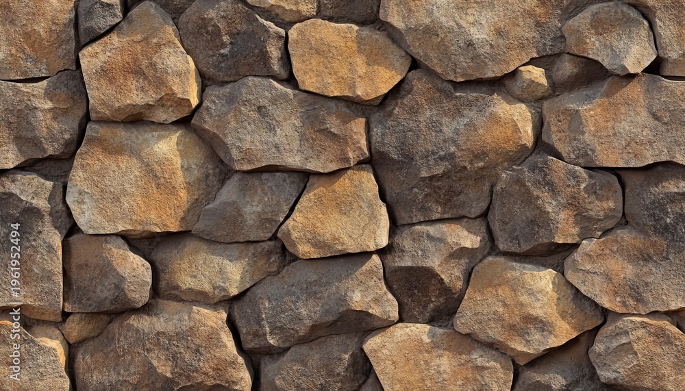 Fototapeta premium Beautiful Striking Brown Rustic Sedimentary Stone Wall Seamless Texture for Background Designs