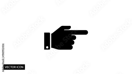 Pointing hand gesture right direction icon human finger pointer black vector illustration