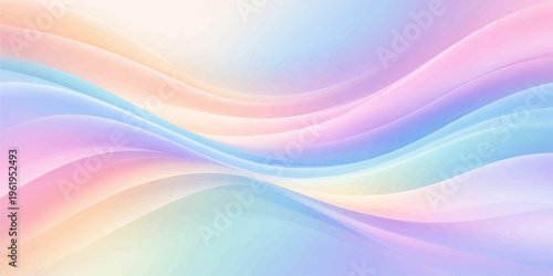 Abstract colorful background illustration featuring smooth blue waves and a rainbow fractal pattern with digital motion lines for a modern art wallpaper design