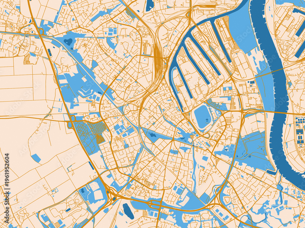 Obraz premium Street network map — Neuss, Germany