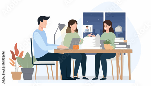 Teamworking and Collaboration in a Modern Office Environment, fostering productivity and connection
